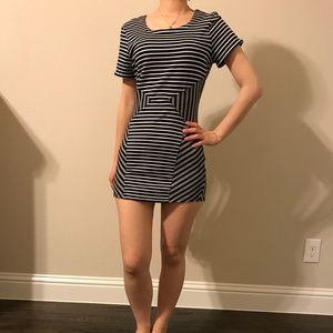 Mini black white strip dress
